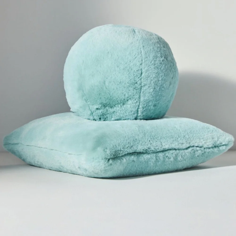 Sophie Mint faux fur pillow